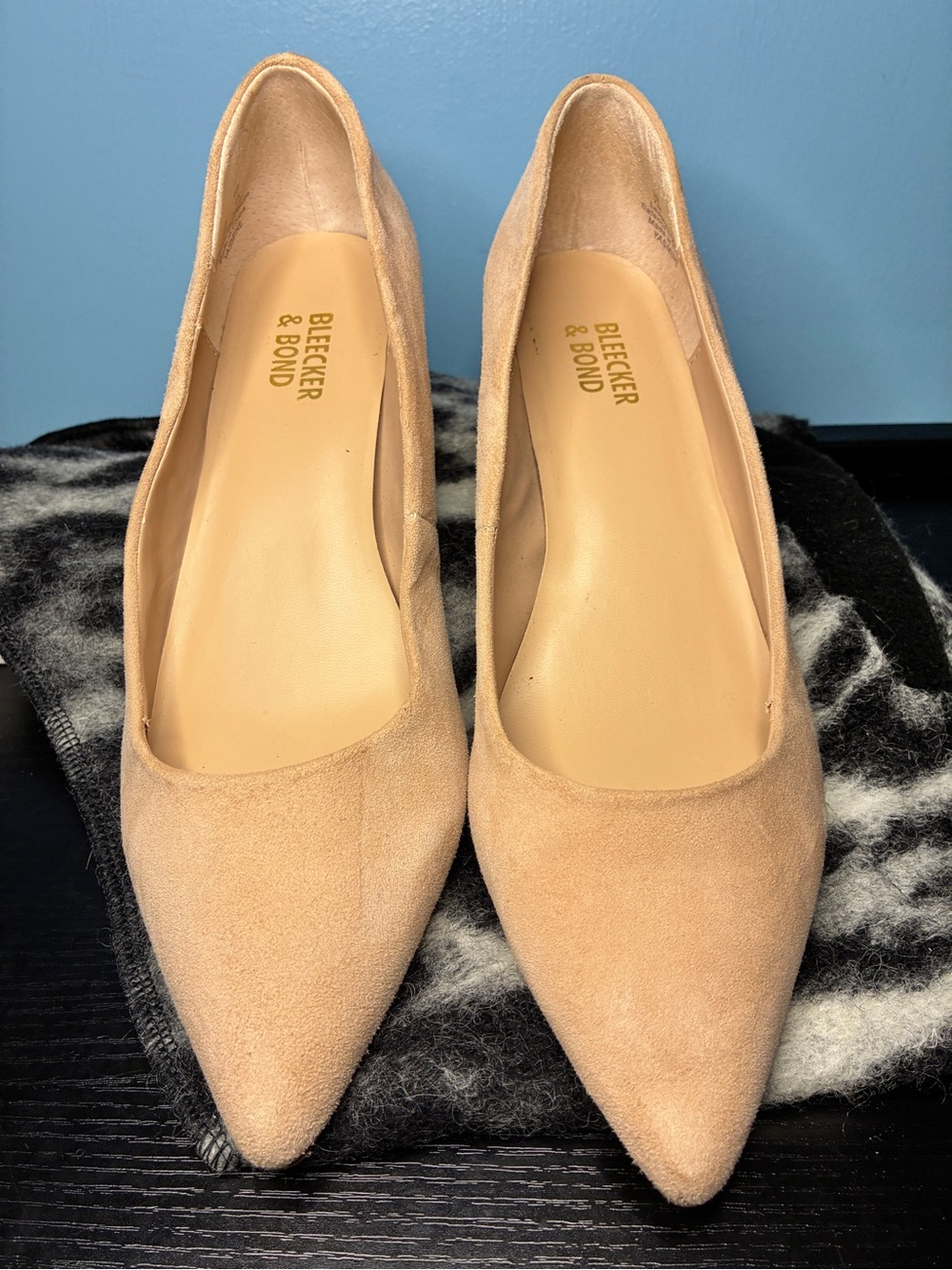 Bleecker & Bond Women's Pointed-Toe Suede Flats in Nude